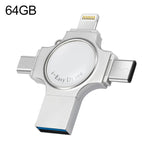 RQW-11S 4 合 1 USB 2.0 & 8 Pin & Micro USB & USB-C / Type-C 64GB 隨身碟，RQW-11S