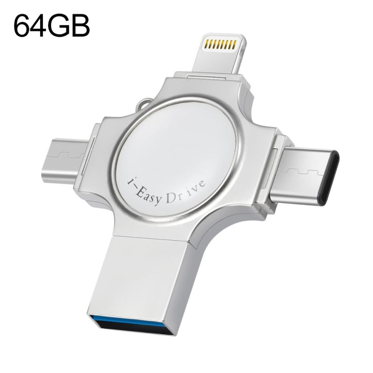 RQW-11S 4 合 1 USB 2.0 & 8 Pin & Micro USB & USB-C / Type-C 64GB 隨身碟，RQW-11S