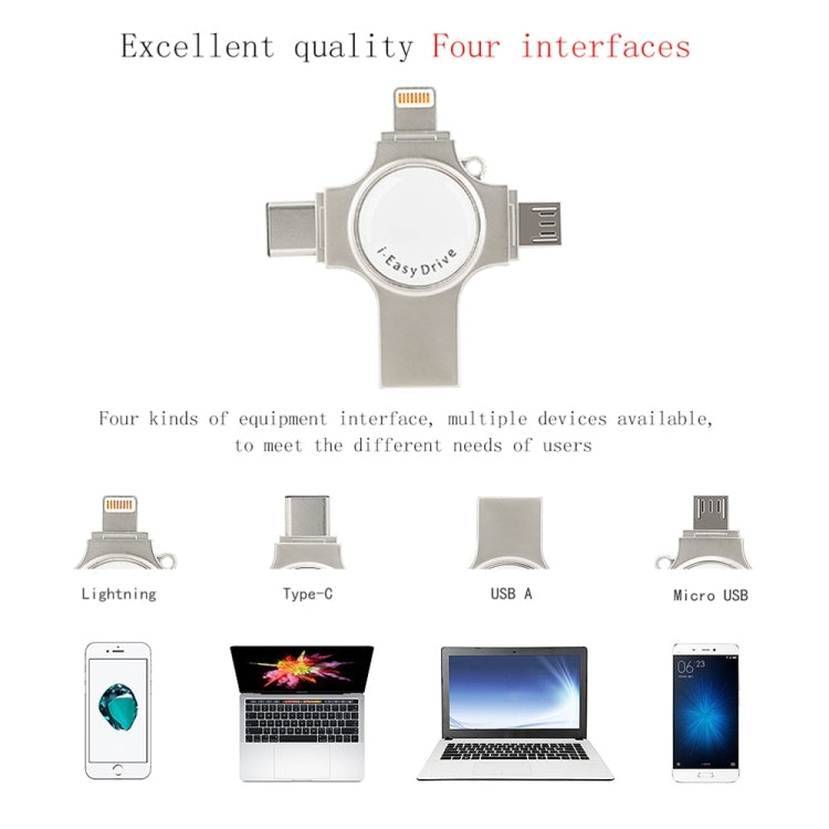 RQW-11S 4 合 1 USB 2.0 & 8 Pin & Micro USB & USB-C / Type-C 64GB 隨身碟，RQW-11S