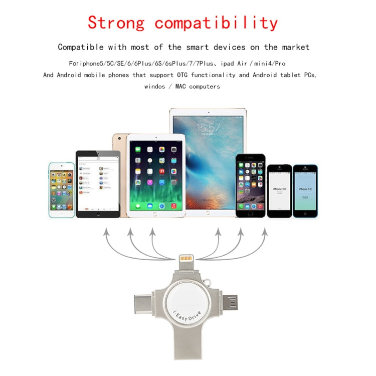 RQW-11S 4 合 1 USB 2.0 & 8 Pin & Micro USB & USB-C / Type-C 64GB 隨身碟，RQW-11S