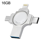 RQW-11S 4 合 1 USB 2.0 & 8 Pin & Micro USB & USB-C / Type-C 16GB 隨身碟，RQW-11S