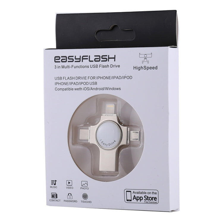 RQW-11S 4 合 1 USB 2.0 & 8 Pin & Micro USB & USB-C / Type-C 16GB 隨身碟，RQW-11S