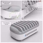 ORICO DUK-10P 120W 10 埠 USB 智能充電站附手機和平板支架，歐規插頭，歐規插頭（黑色），歐規插頭（白色），美規插頭（黑色），美規插頭（白色），英規插頭（黑色），英規插頭（白色），澳規插頭（黑色），澳規插頭（白色）