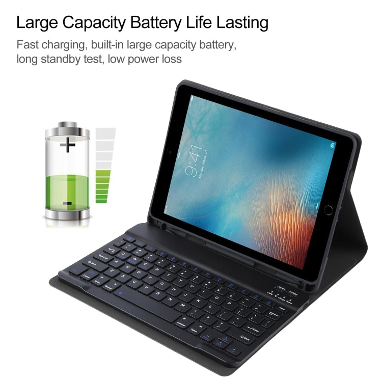 適用於iPad Pro 9.7 / 9.7吋 2017 / 9.7 2018 / Air / Air 2 IP071 可分離ABS智慧藍牙鍵盤+荔枝紋橫翻皮革平板保護套，適用於iPad Pro 9.7 / 9.7吋 2017 / 9.7 2018 / Air / Air 2、iPad Pro 9.7吋