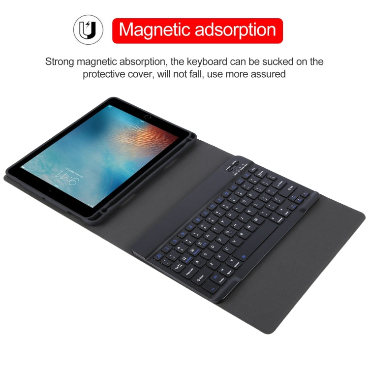 適用於iPad Pro 9.7 / 9.7吋 2017 / 9.7 2018 / Air / Air 2 IP071 可分離ABS智慧藍牙鍵盤+荔枝紋橫翻皮革平板保護套，適用於iPad Pro 9.7 / 9.7吋 2017 / 9.7 2018 / Air / Air 2、iPad Pro 9.7吋