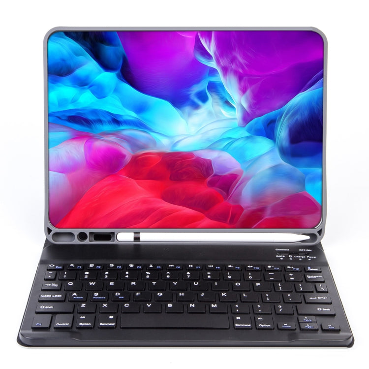 X-11B 素面紋理可拆式藍牙鍵盤平板保護套，適用於iPad Pro 11吋 2020 / 2018，帶筆槽，黑色鍵盤