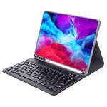 X-11B 素面紋理可拆式藍牙鍵盤平板保護套，適用於iPad Pro 11吋 2020 / 2018，帶筆槽，黑色鍵盤