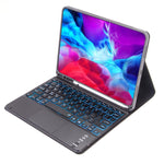 X-11BCS 皮革素面紋理可拆式藍牙鍵盤平板保護套，適用於 iPad Pro 11 吋 2020 / 2018，附觸控板、筆槽及背光