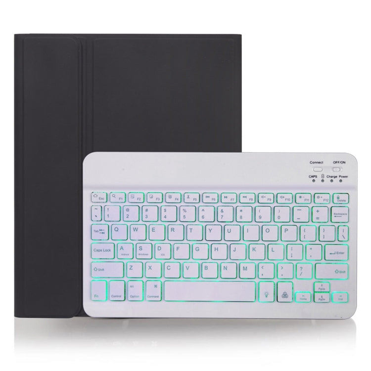 X-11BS 皮膚質感純色可拆式藍牙鍵盤平板保護套，適用於 iPad Pro 11 吋 2020 / 2018，帶筆槽及背光，白色鍵盤