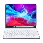 X-11BS 皮膚質感純色可拆式藍牙鍵盤平板保護套，適用於 iPad Pro 11 吋 2020 / 2018，帶筆槽及背光，白色鍵盤