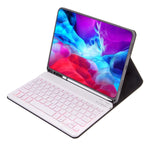 X-11BS 皮膚質感純色可拆式藍牙鍵盤平板保護套，適用於 iPad Pro 11 吋 2020 / 2018，帶筆槽及背光，白色鍵盤