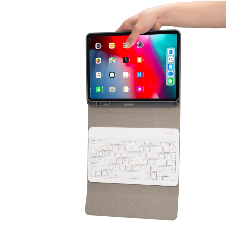 RK11 適用於 iPad Pro 11 吋絲質紋理可拆式塑料藍牙鍵盤皮革平板保護套，帶筆槽及支架功能