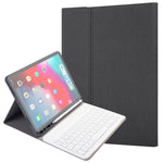 RK11 適用於 iPad Pro 11 吋絲質紋理可拆式塑料藍牙鍵盤皮革平板保護套，帶筆槽及支架功能