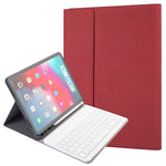 RK11 適用於 iPad Pro 11 吋絲質紋理可拆式塑料藍牙鍵盤皮革平板保護套，帶筆槽及支架功能