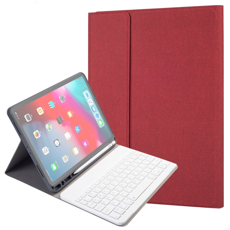 RK11 適用於 iPad Pro 11 吋絲質紋理可拆式塑料藍牙鍵盤皮革平板保護套，帶筆槽及支架功能