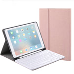 RK508 適用於iPad Air 2 & Air 1 / Pro 9.7吋 & 2017 iPad & 2018 iPad 絲滑紋理可拆式塑膠藍牙鍵盤皮革平板保護套，帶支架及筆槽功能