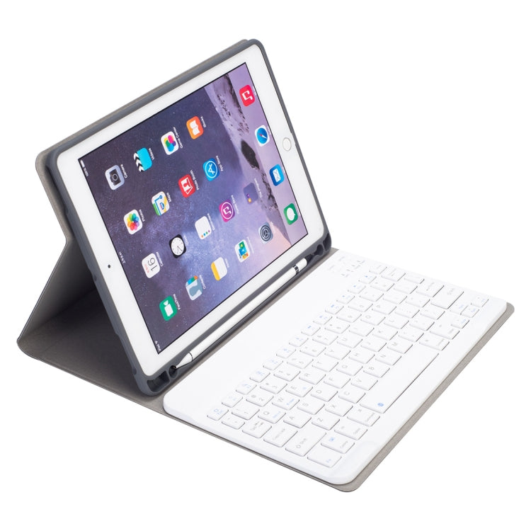 RK508 適用於iPad Air 2 & Air 1 / Pro 9.7吋 & 2017 iPad & 2018 iPad 絲滑紋理可拆式塑膠藍牙鍵盤皮革平板保護套，帶支架及筆槽功能