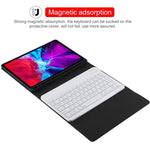 TG11B 可拆卸藍牙白色鍵盤 + 超細纖維皮革平板保護套，適用 iPad Pro 11 吋（2020），附筆槽及筆架，白色鍵盤