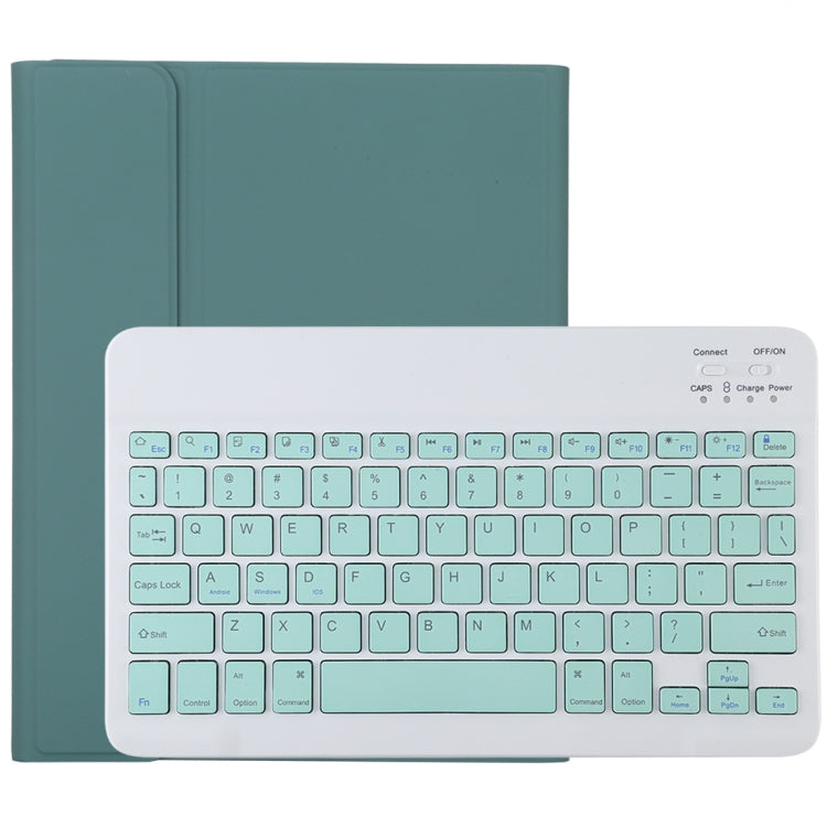 TG11B 可拆式藍牙綠色鍵盤 + 超細纖維皮革平板保護套，適用於 iPad Pro 11 吋（2020），帶筆槽及支架，綠色鍵盤