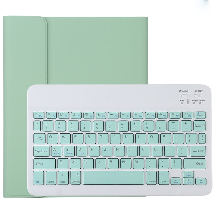 TG11B 可拆式藍牙綠色鍵盤 + 超細纖維皮革平板保護套，適用於 iPad Pro 11 吋（2020），帶筆槽及支架，綠色鍵盤