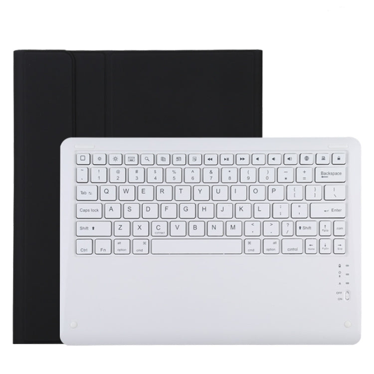 T129 可拆式藍牙白色鍵盤超細纖維皮革平板保護套，適用於 iPad Pro 12.9 吋（2020），帶支架，白色鍵盤