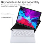 T129 可拆式藍牙白色鍵盤超細纖維皮革平板保護套，適用於 iPad Pro 12.9 吋（2020），帶支架，白色鍵盤