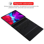 T129 可拆式藍牙黑色鍵盤超細纖維皮革平板保護套，適用於 iPad Pro 12.9 吋（2020），帶支架，黑色鍵盤