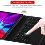 T129 可拆式藍牙黑色鍵盤超細纖維皮革平板保護套，適用於 iPad Pro 12.9 吋（2020），帶支架，黑色鍵盤