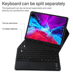TG11BCS 可拆式藍牙黑色鍵盤超細纖維皮革平板保護套，適用於 iPad Pro 11 吋（2020），帶背光、觸控板、筆槽及筆架，黑色鍵盤