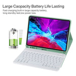 TG11BS 可拆式藍牙白色鍵盤超細纖維皮革平板保護套，適用於iPad Pro 11吋（2020），帶背光、筆槽及筆架，白色鍵盤