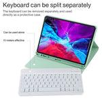 TG11BS 可拆式藍牙白色鍵盤超細纖維皮革平板保護套，適用於iPad Pro 11吋（2020），帶背光、筆槽及筆架，白色鍵盤