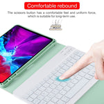 TG11BS 可拆式藍牙白色鍵盤超細纖維皮革平板保護套，適用於iPad Pro 11吋（2020），帶背光、筆槽及筆架，白色鍵盤
