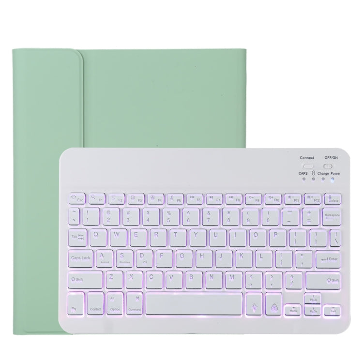 TG11BS 可拆式藍牙白色鍵盤超細纖維皮革平板保護套，適用於iPad Pro 11吋（2020），帶背光、筆槽及筆架，白色鍵盤