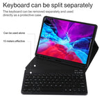 TG11BS 可拆式藍牙黑色鍵盤+超細纖維皮革平板保護套，適用於iPad Pro 11吋（2020），帶背光、筆槽及筆架，黑色鍵盤