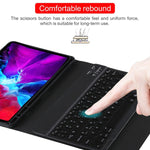 TG11BS 可拆式藍牙黑色鍵盤+超細纖維皮革平板保護套，適用於iPad Pro 11吋（2020），帶背光、筆槽及筆架，黑色鍵盤