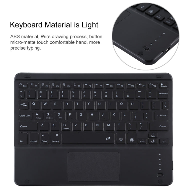 TG-102BCS 可拆式藍牙黑色鍵盤+超細纖維皮革平板保護套，適用於iPad 10.2吋 / iPad Air（2019），帶觸控板、背光、筆槽及筆架，黑色鍵盤