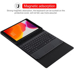 TG-102BCS 可拆式藍牙黑色鍵盤+超細纖維皮革平板保護套，適用於iPad 10.2吋 / iPad Air（2019），帶觸控板、背光、筆槽及筆架，黑色鍵盤