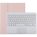 TG-102BC 可拆式藍牙白色鍵盤 + 超細纖維皮革平板保護套，適用於 iPad 10.2 吋 / iPad Air（2019），帶觸控板、筆槽及筆架，白色鍵盤