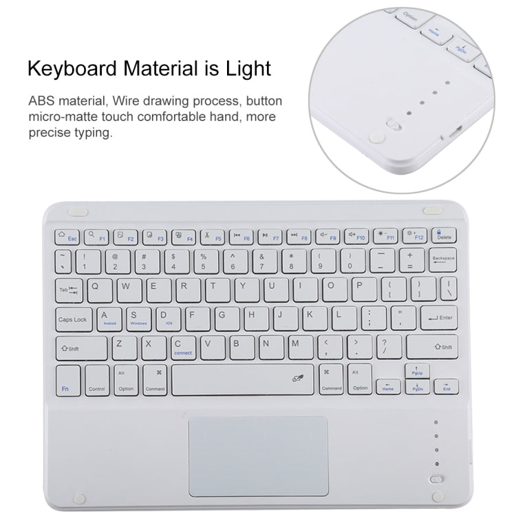 TG-102BC 可拆式藍牙白色鍵盤 + 超細纖維皮革平板保護套，適用於 iPad 10.2 吋 / iPad Air（2019），帶觸控板、筆槽及筆架，白色鍵盤