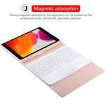 TG-102BC 可拆式藍牙白色鍵盤 + 超細纖維皮革平板保護套，適用於 iPad 10.2 吋 / iPad Air（2019），帶觸控板、筆槽及筆架，白色鍵盤