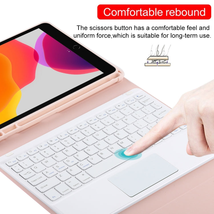 TG-102BC 可拆式藍牙白色鍵盤 + 超細纖維皮革平板保護套，適用於 iPad 10.2 吋 / iPad Air（2019），帶觸控板、筆槽及筆架，白色鍵盤