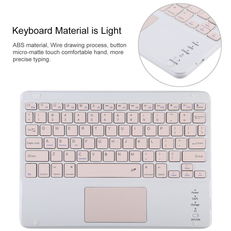 TG-102BC 可拆式藍牙粉紅色鍵盤 + 10.2 吋 iPad / iPad Air (2019) 專用超細纖維皮革平板保護套，附觸控板、筆槽及筆架，粉紅色鍵盤