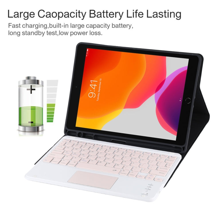 TG-102BC 可拆式藍牙粉紅色鍵盤 + 10.2 吋 iPad / iPad Air (2019) 專用超細纖維皮革平板保護套，附觸控板、筆槽及筆架，粉紅色鍵盤