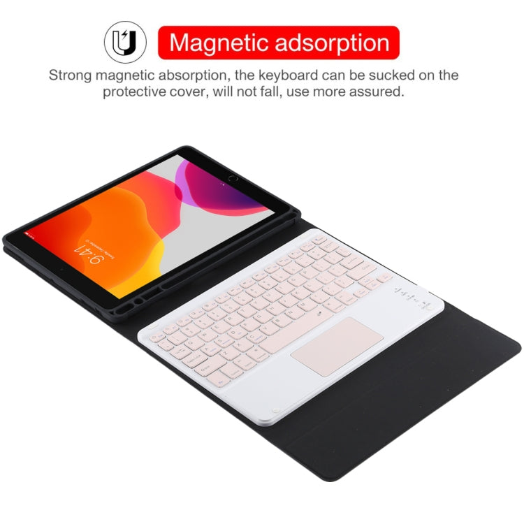 TG-102BC 可拆式藍牙粉紅色鍵盤 + 10.2 吋 iPad / iPad Air (2019) 專用超細纖維皮革平板保護套，附觸控板、筆槽及筆架，粉紅色鍵盤