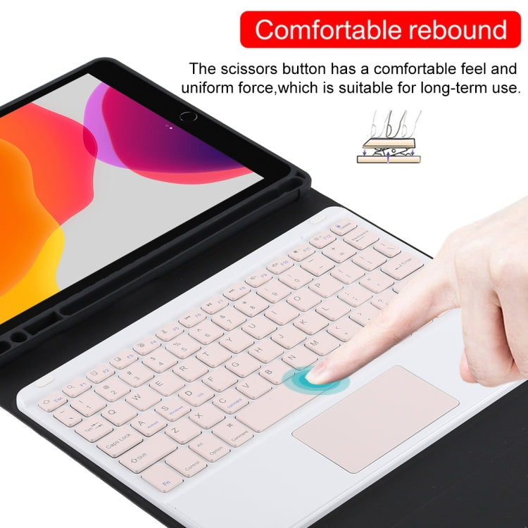 TG-102BC 可拆式藍牙粉紅色鍵盤 + 10.2 吋 iPad / iPad Air (2019) 專用超細纖維皮革平板保護套，附觸控板、筆槽及筆架，粉紅色鍵盤