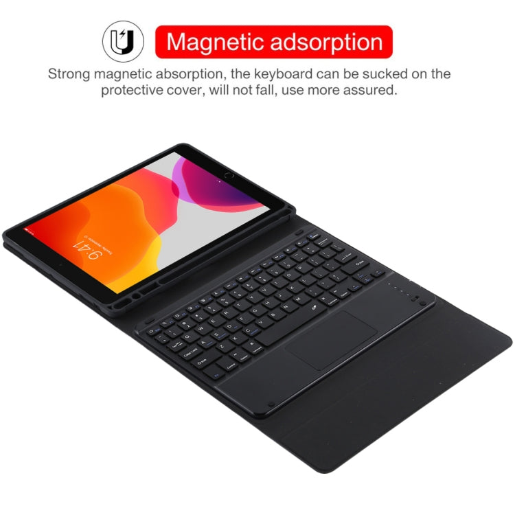 TG-102BC 可拆式藍牙黑色鍵盤 + 超細纖維皮革平板保護套，適用於 iPad 10.2 吋 / iPad Air (2019)，附觸控板、筆槽及筆架，TG-102BC