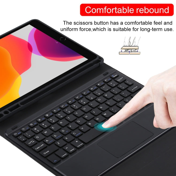 TG-102BC 可拆式藍牙黑色鍵盤 + 超細纖維皮革平板保護套，適用於 iPad 10.2 吋 / iPad Air (2019)，附觸控板、筆槽及筆架，TG-102BC