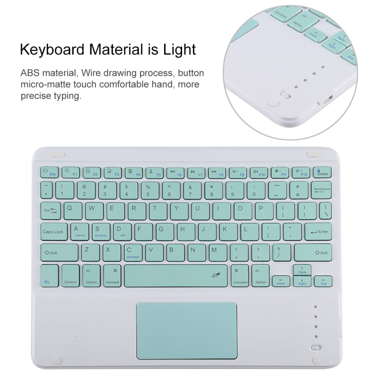 TG-102BC 可拆式藍牙綠色鍵盤 + 超細纖維皮革平板保護套，適用於iPad 10.2吋 / iPad Air (2019)，附觸控板、筆槽及筆架，綠色鍵盤