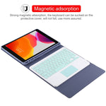 TG-102BC 可拆式藍牙綠色鍵盤 + 超細纖維皮革平板保護套，適用於iPad 10.2吋 / iPad Air (2019)，附觸控板、筆槽及筆架，綠色鍵盤