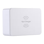 WLX-818F 六合一 10W QC3.0 無線充電 + USB-C / Type-C + 四埠 USB 充電器附智慧 LCD 顯示屏，歐規 / 澳規插頭，白色